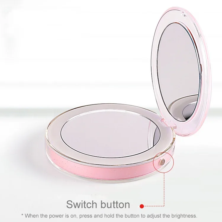Double Sided Led  Folding Mirror Portable Light Pocket Makeup LED Makeup Mirror  For Lady Led Travel Cosmetic Mirror