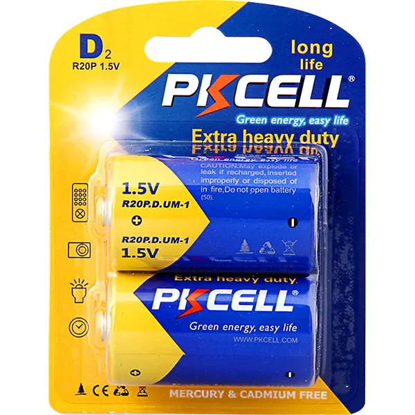 Best Selling PKCELL D Size R20p 1.5v Um1  dry Battery R20 Zinc Carbon Battery For Flashlight
