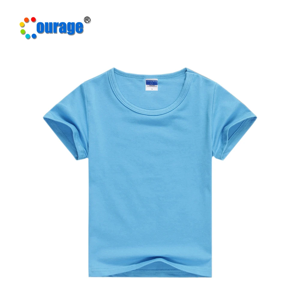 Wholesale Solid Color kids t-shirt cotton children t-shirts blank for sublimation
