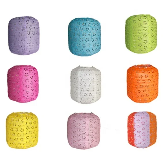 Китайский цилиндрический бумажный фонарь с отверстиями свадебное украшение