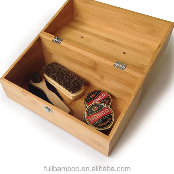 Hand-Crafted Bamboo Shoe Shine Kit ,Shoe Shine box ,Shoe Care Kit