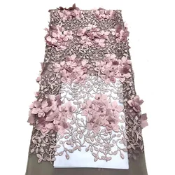 three-dimensional 3D flowers embroidery tulle  lace fabric