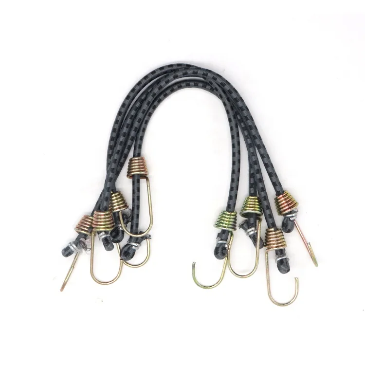 Assortment bungee cords metal hook elastic rope