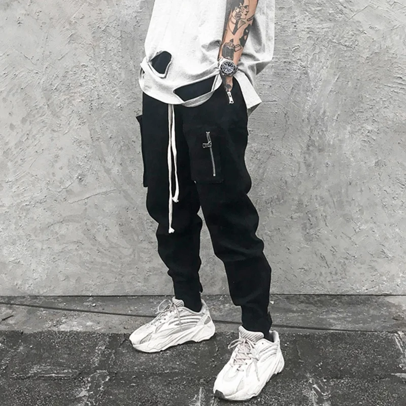 
OEM wholesale hip hop tracksuits pocket mens cargo work wear street style trousers slim fit pants stock dropshipping 