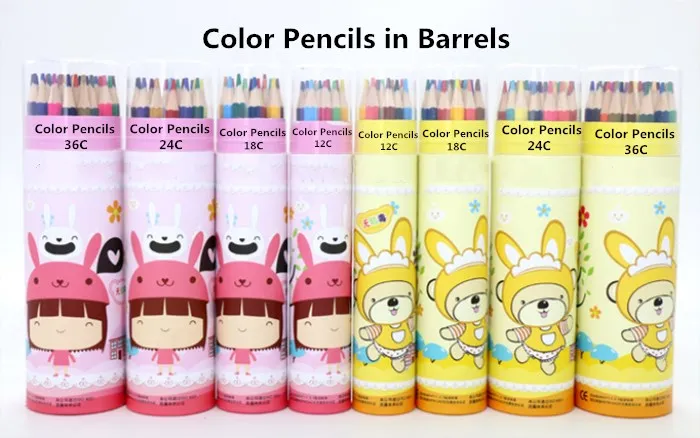 Office School Supplies Paper Barrel Packing 24 Colored Pencils Tube Student Drawing Pencil Hexagonal OEM Plastic & Fine Art