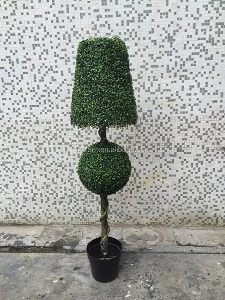 150CM Plastic Green Boxwood Potted Plant Artificial Buxus Spiral Topiary Trees for Outdoor Front Porch Door