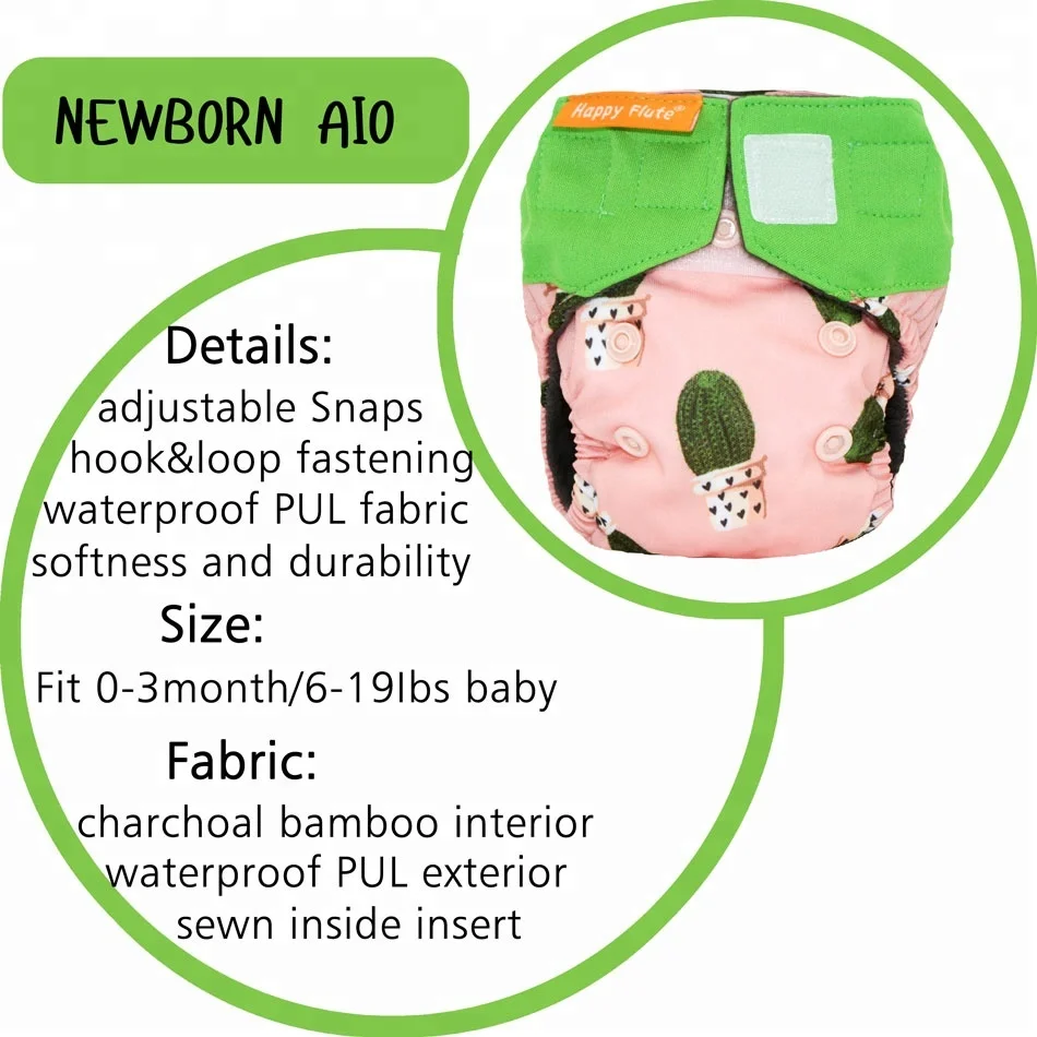
Newborn Charcoal Bamboo AIO,sewn inside insert,double leaking guards,waterproof, fits 0-3months baby or 6-19 lbs 