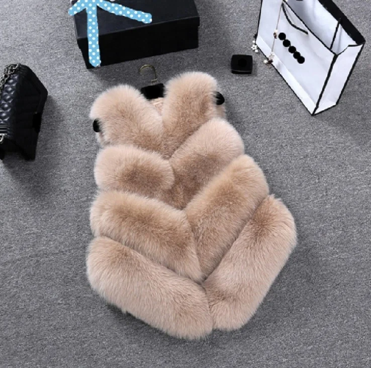 Wholesale new design short faux fox fur lady vest with top grade material for sweet women