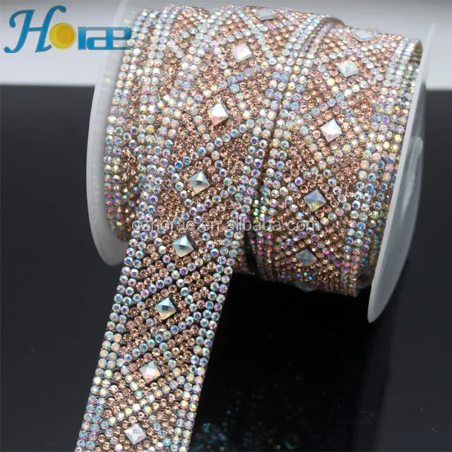 Fancy hotfix new decorative strass chain crystal rhinestone trim for garment