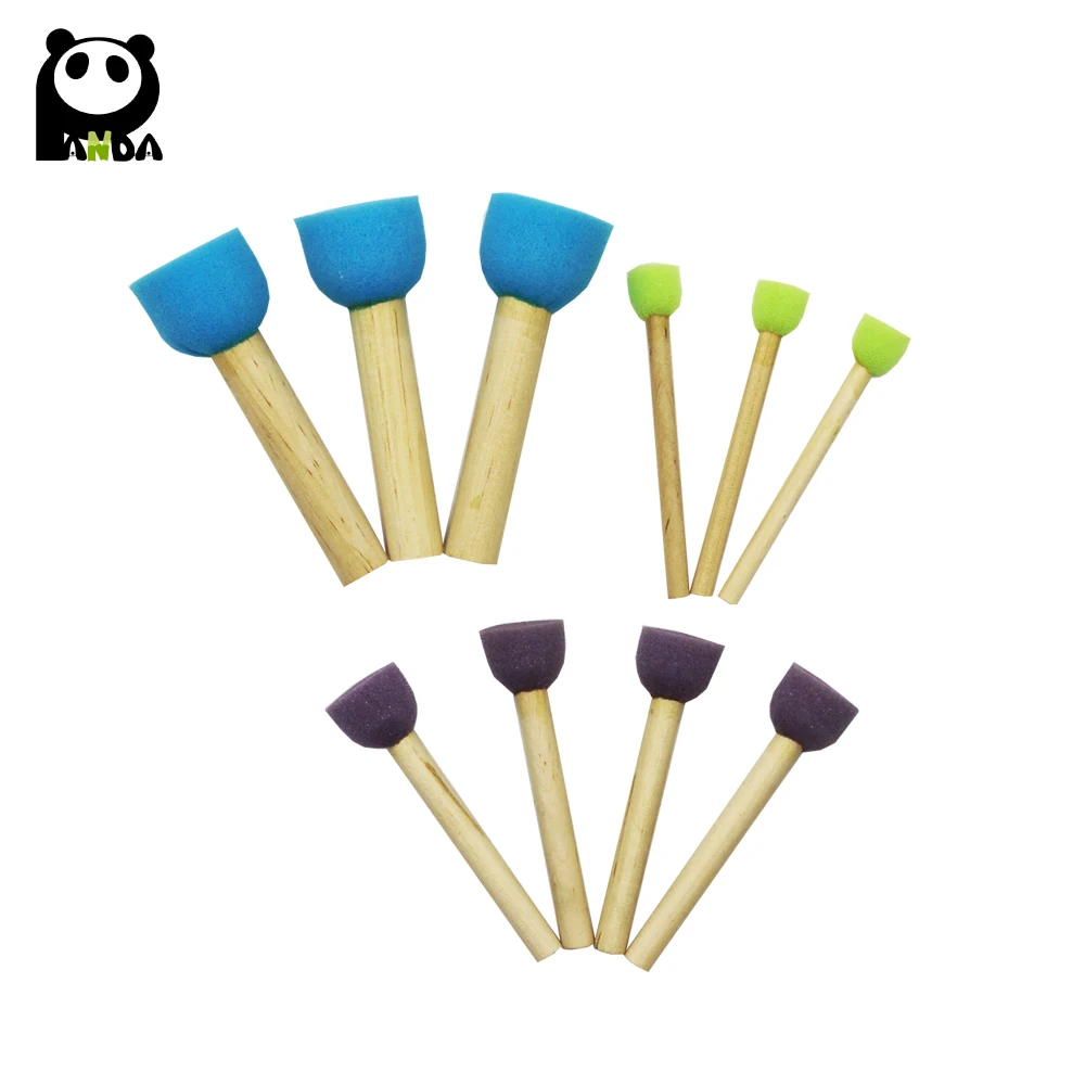 10pcs Painting Tools Mushroom Sponge Wood Handle Foam Paint Brushes For Kids Drawing