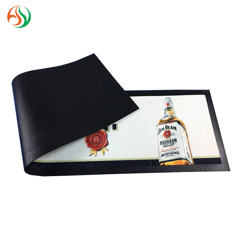 AY Crazy Selling Full Colour Printing Nitrile Rubber Bar Runner Waterproof Bar Counter Mat Custom Rubber Bar Mat