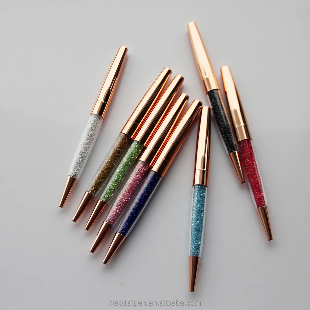 Wholesale multicolor crystal in the pen promotional weeding best gift set metal ballpoint pen