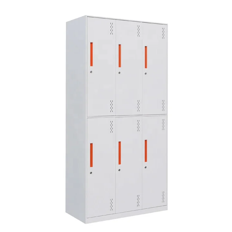 China metal cabinet storage manufactur factory cheap price for sale solid 6 doors factory dressing room staff wardrobe cabinets
