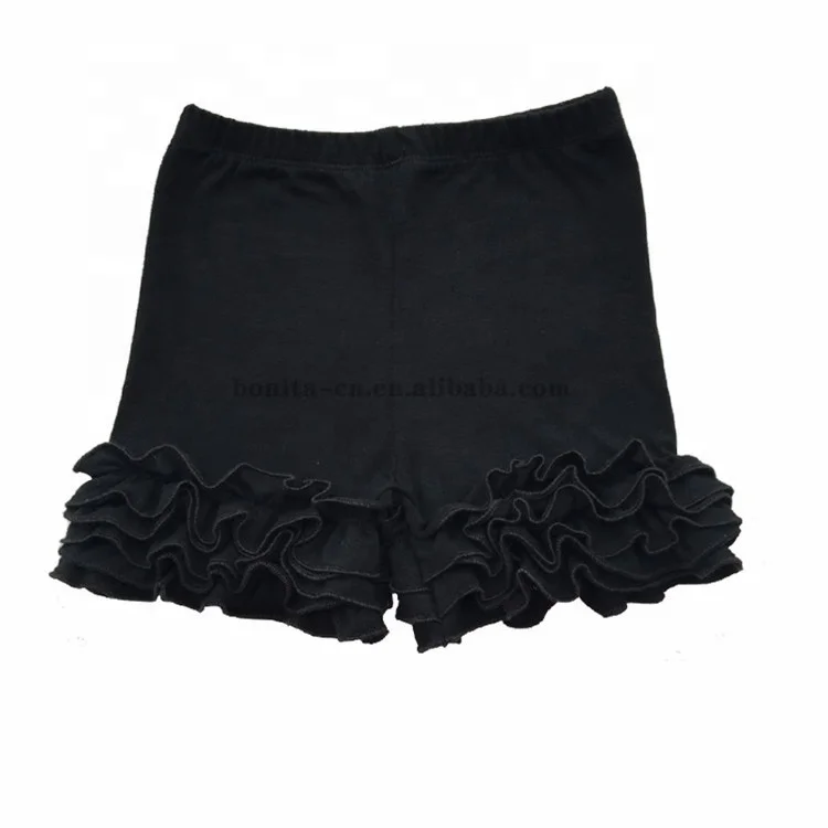 
Wholesale 100%cotton icing girls ruffle shorts boutique kids clothing baby black girls shorts 