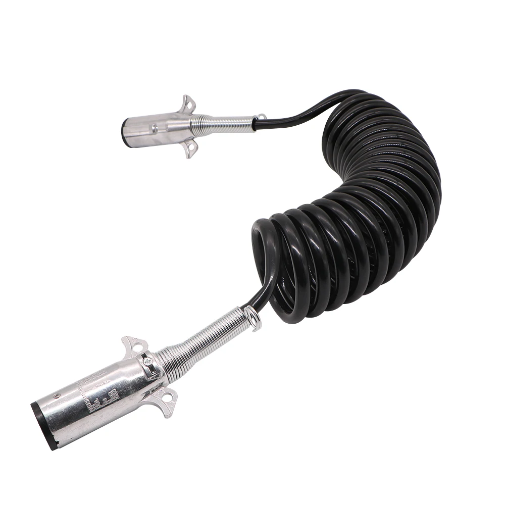 Guangying Brand 7 Core/pin Truck Tractor Trailer Spring Cable 7x0.5mm2 Coiled truck cord 12V