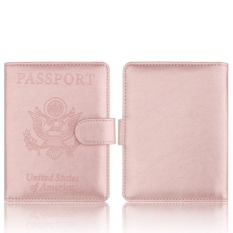 2019 PU Leather Passport Holder RFID Blocking Credit Card Passport Ticket Money Travel Holder for United States of America