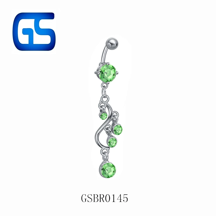 Stainless Steel S Shape Crystal Diamond Belly Button Ring Fashion Hanging Rhinestone Navel Ring Wholesale