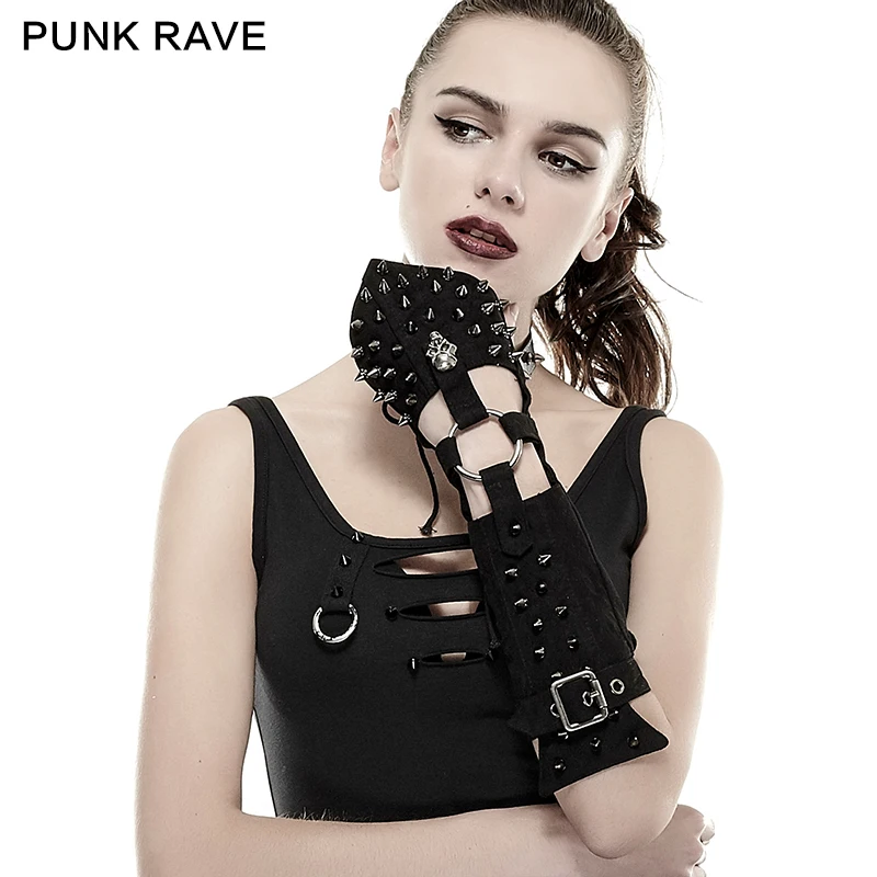S-178 Punk  Gloves Skull Handmade Rivet Studded Leather Gloves