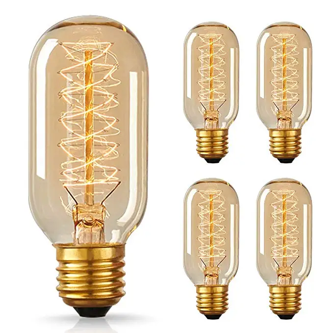 Edison vintage Style Light Bulbs T45 tube shape filament 40w amber glass edison bulb