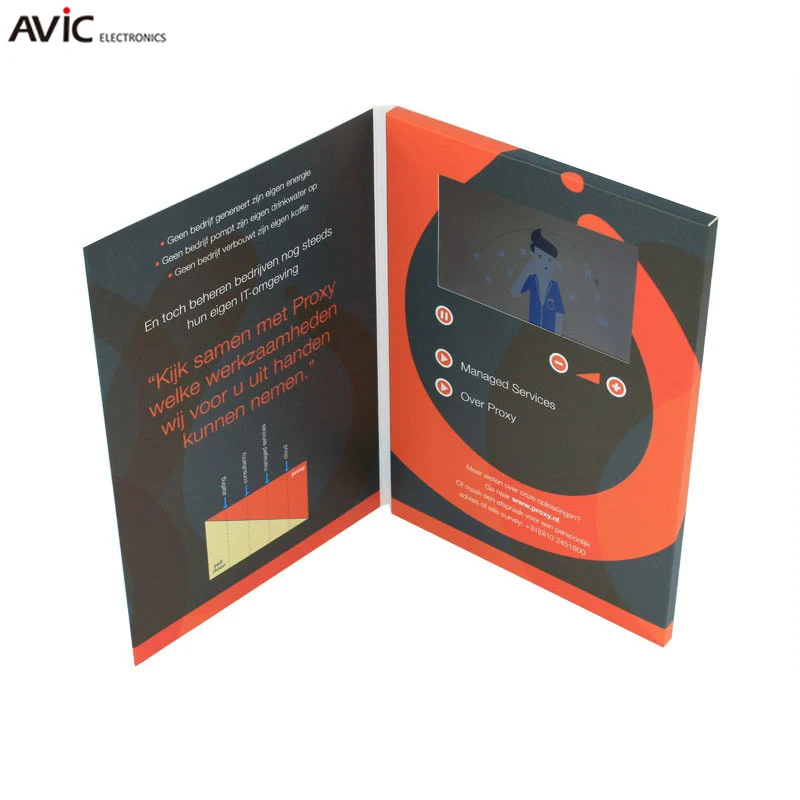 ЖК-экран видео брошюра 128 МБ памяти, 4.3 дюймов реклама Звук Видео буклет