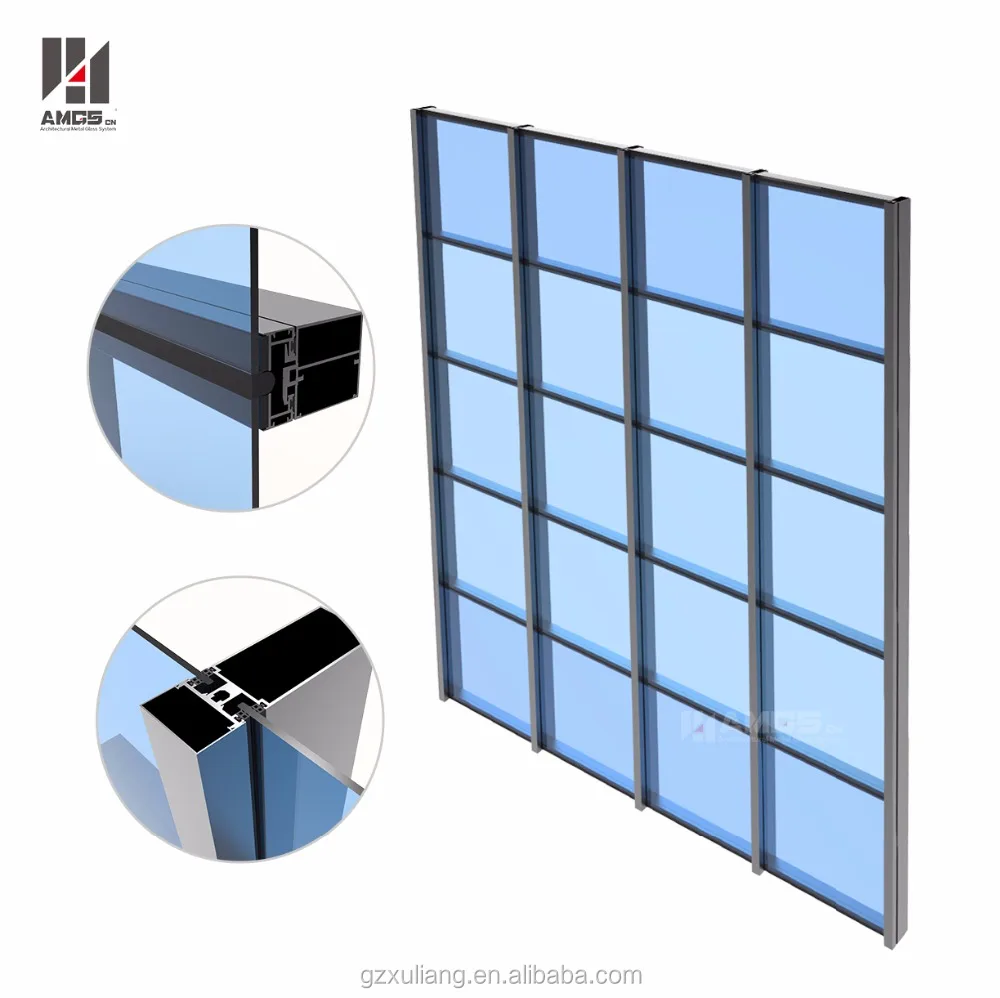 
Aluminium glass curtain wall for building exterior 