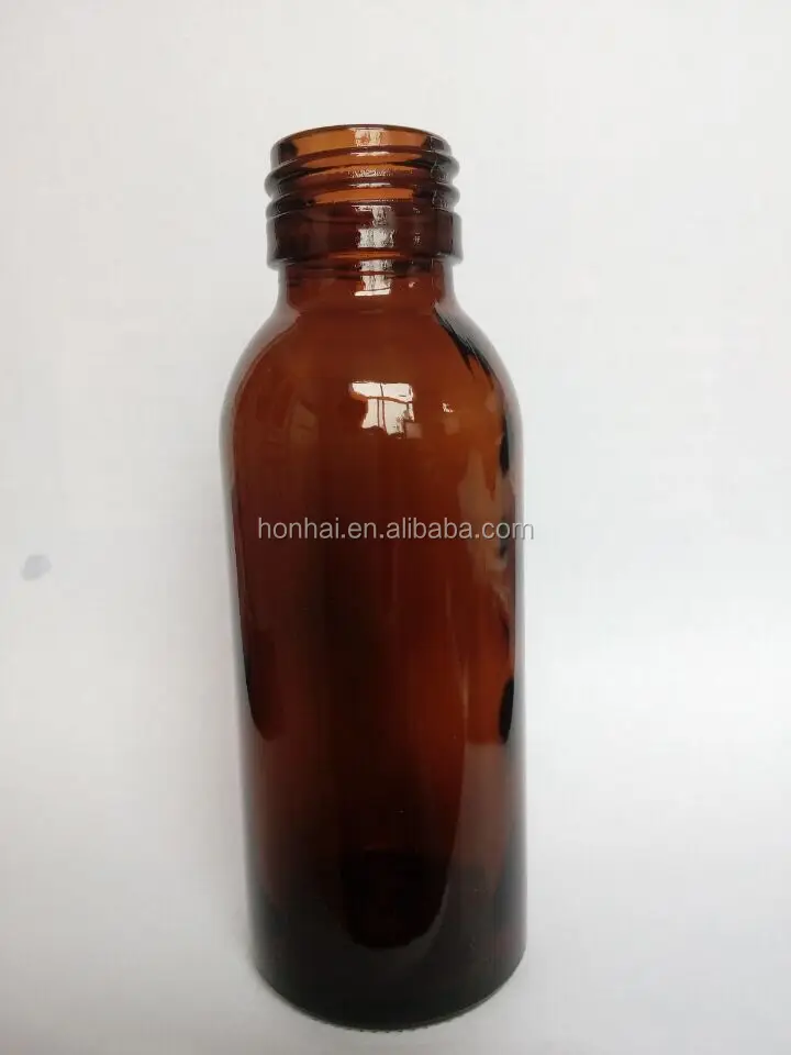 100ml amber glass syrup bottle with Screw finish pilfer proof aluminum cap