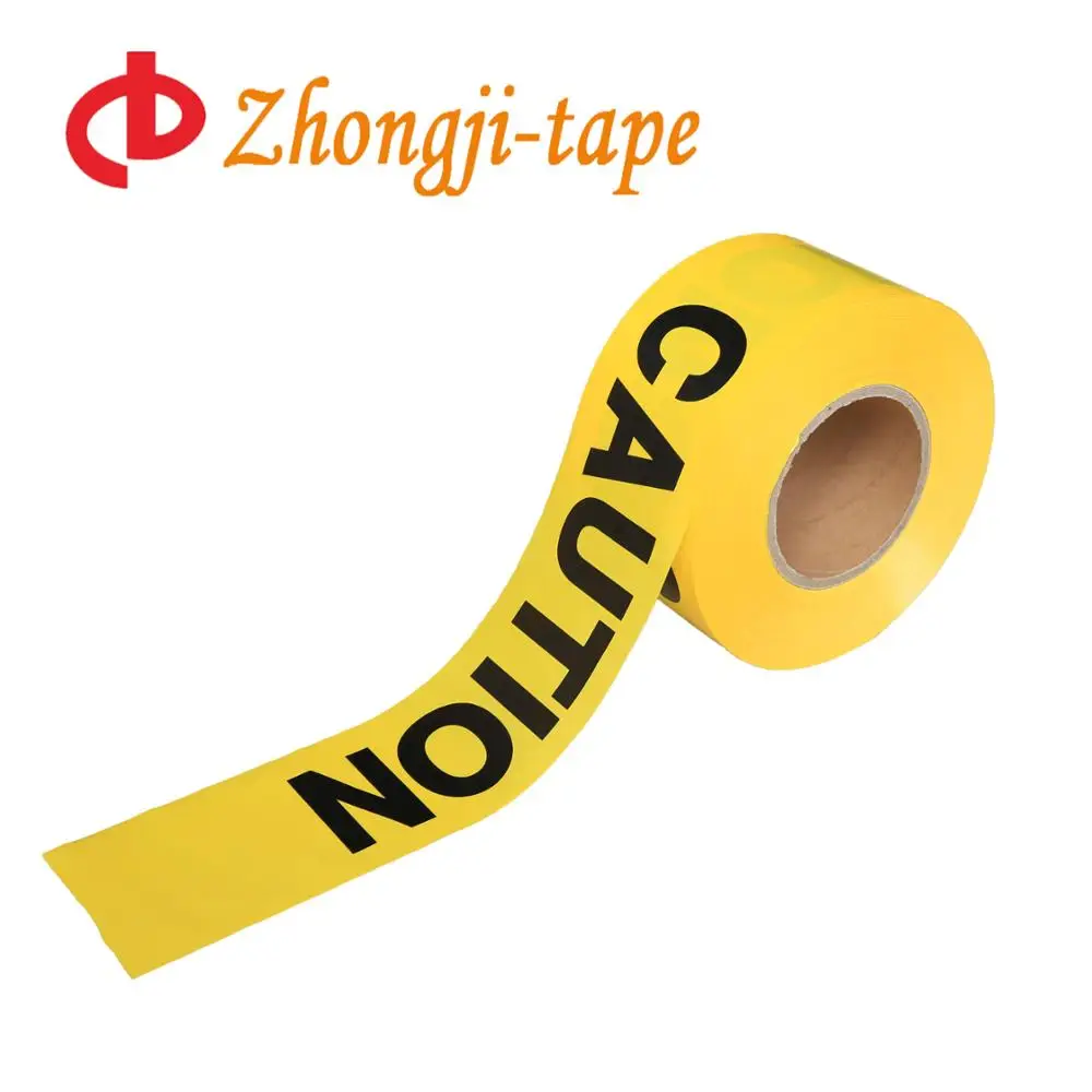 Barrier Tape with Caution and Dangers Printed PE Non-adhesive Warning Tape Produced by Zhongji.china