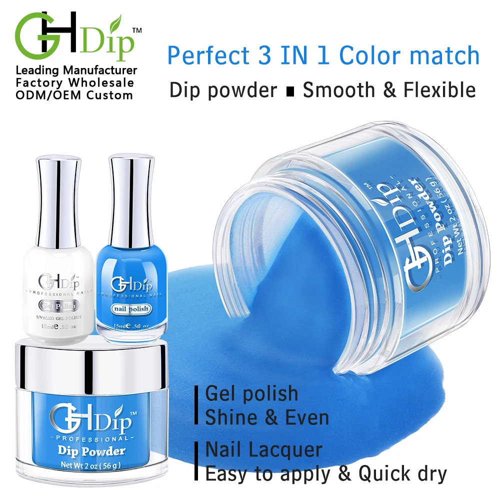 Fast Drying 3 in 1 Acrylic Dipping Powder colors match uv gel polish and nail lacuqer