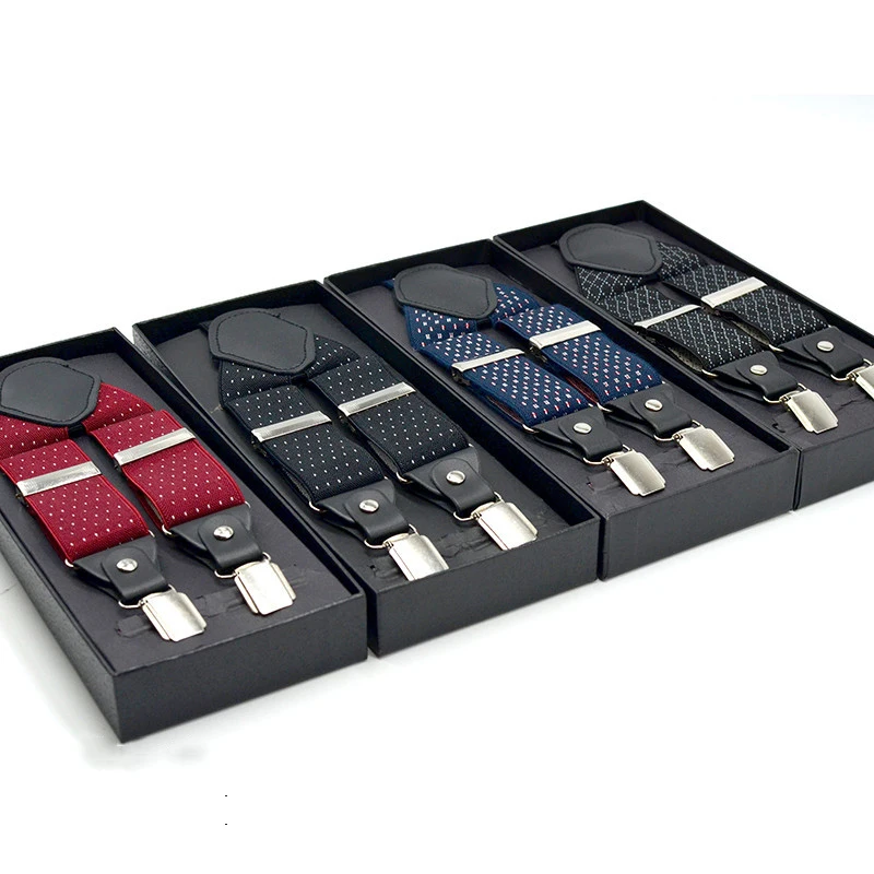 Оптовая продажа мужские подтяжки для 4 клипсы серебристого цвета из искусственной кожи цвета «металлик» кожи 3,2 см ширина 120 см длина полиэстер материал завод скоба