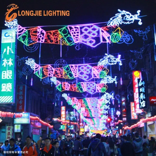 Various new designs new year hanging decoration led light motif cross street light