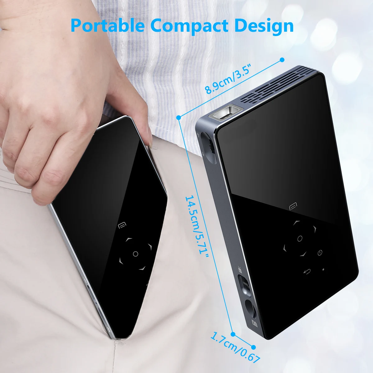 P8I Mini Video Projector DLP 1G 8G Android7.1 RK3128 5G Wifi Portable Home Theater projector