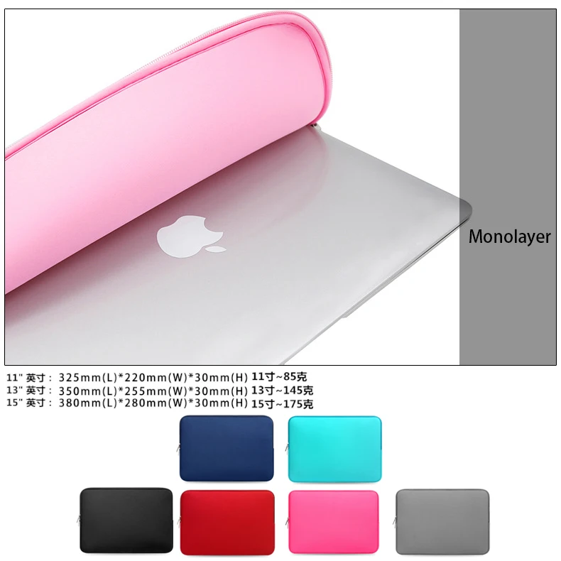Wholesale Carrying Protective Cover Pouch Neoprene Laptop Sleeve Bag For Macbook Air Pro 11 13 15 INCH Notebook