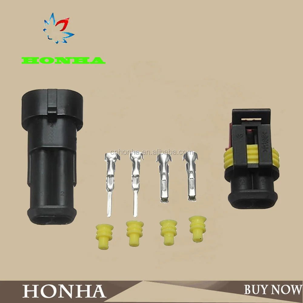 Amp Tyco TE 2 контакт. способ запечатаны водонепроницаемый электрический провод разъем комплект