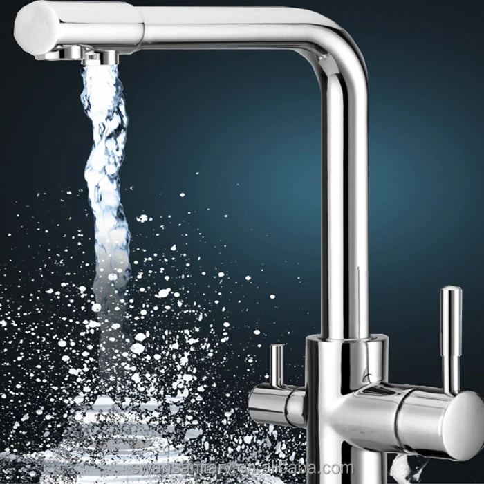 
Wholesale Suppliers Dual Handle Kitchen Chrome 3 Way Ro Water Filter Ridge Kitchen Faucet 