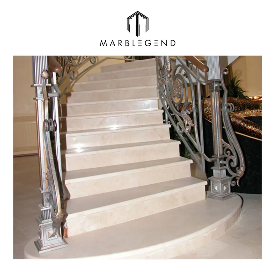 Classical high end spiral design crema marfil marble stairs (60209445065)