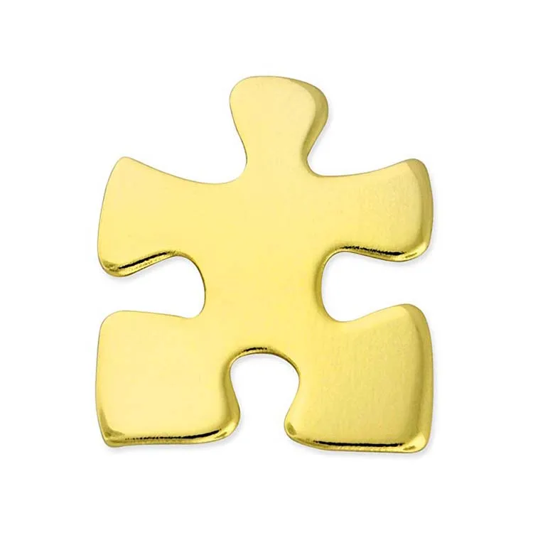 Custom puzzle pieces shape metal gold plating epoxy pin badge