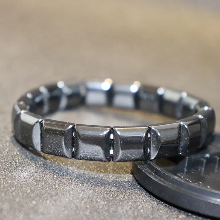 Wholesale fashion men healthy black magnetic hematite bracelet,natural stone engraved wrist bracelet,blood pressure bracelet