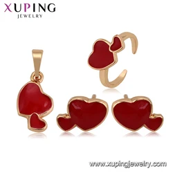 Набор 025 xuping Многоцветный двойной ювелирный набор в форме сердца, демонстрация родителей