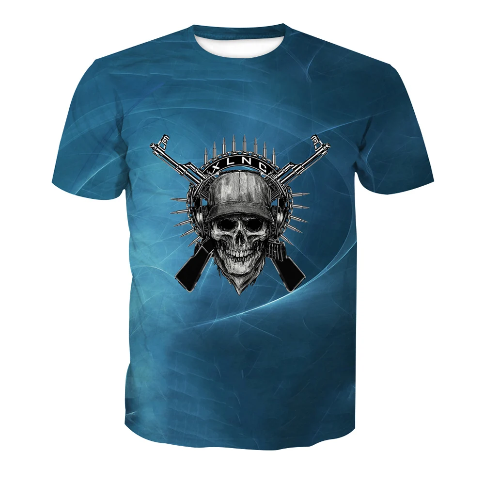 1pcs Custom Made Short Sleeve Oem Sublimation T Shirts, 3D custom SKULL sublimation t-shirt for men
