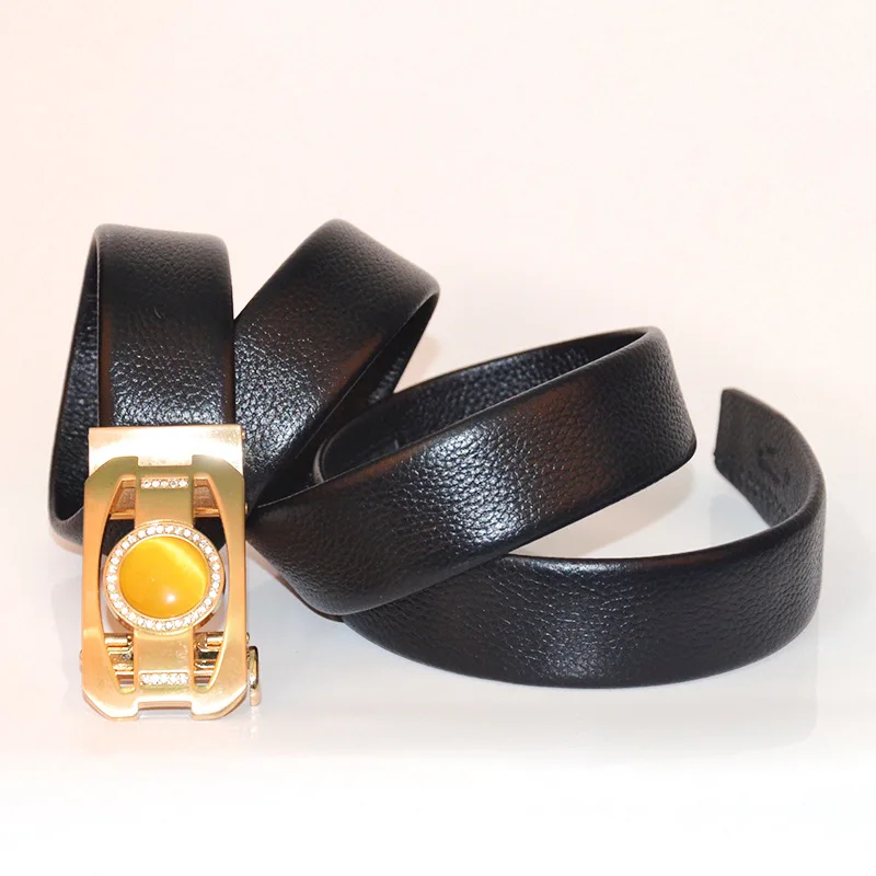 Luxury natural leather belts 3.5cm width high quality easy clip removable turquoise agate stone automatic buckle leather belts