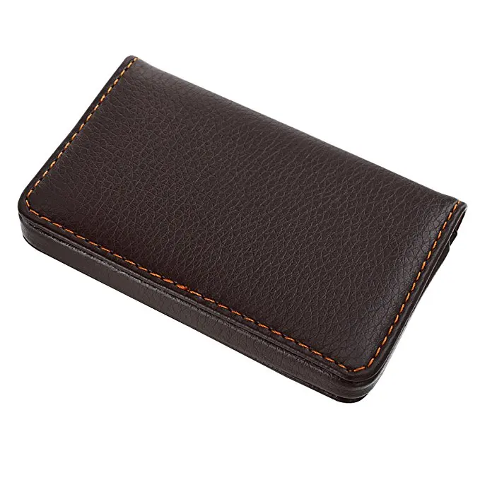 Leather Business Card Cases Holder with Magnetic Shut , Name Card Case for Men or Women