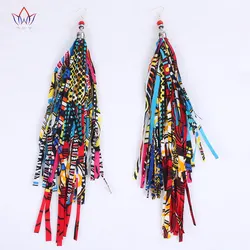 Fabric Handmade Boho African Triballatest Fashion Fancy Drop Long Earrings with Tassel WYB129