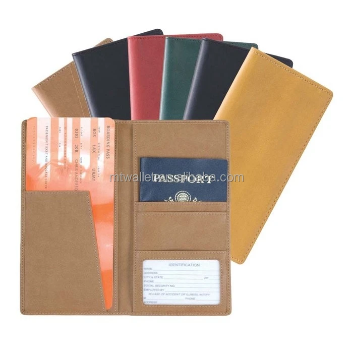 2015 newly popular brown and black color vertical wholesale travel organizer wallet