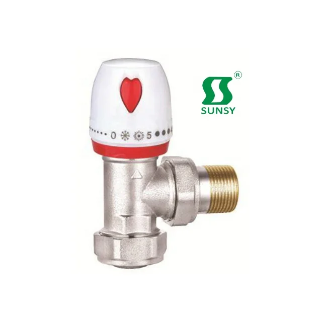 SS7010 yuhuan factory BSP NPT Brass manual thermostatic temperature control angle  straight type  valve