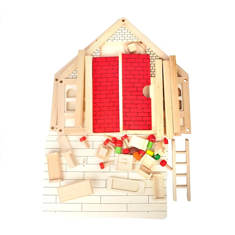 Custom Girls Dollhouse Wooden Doll House Kits Pretend Play Diy Wooden Doll House