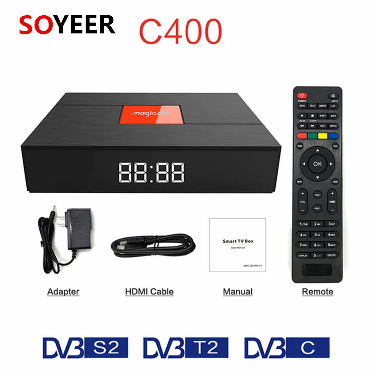 Soyeer S905D Hybrid C400 T2 S2  2G 16GB Satellite Receiver Android Smart Tv Box Dual WIFI BT 4.0