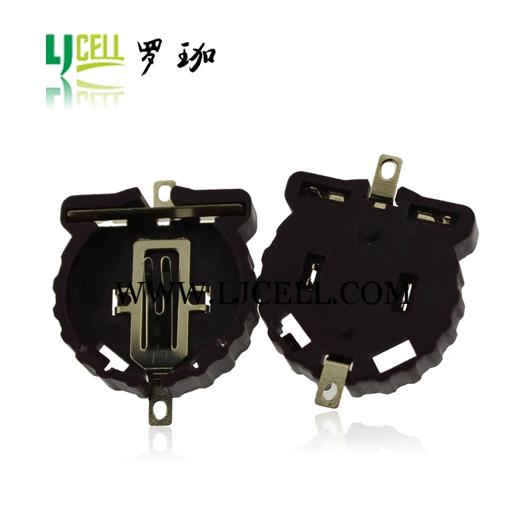 brown plastic housing cr1220 button cell sockets holder case