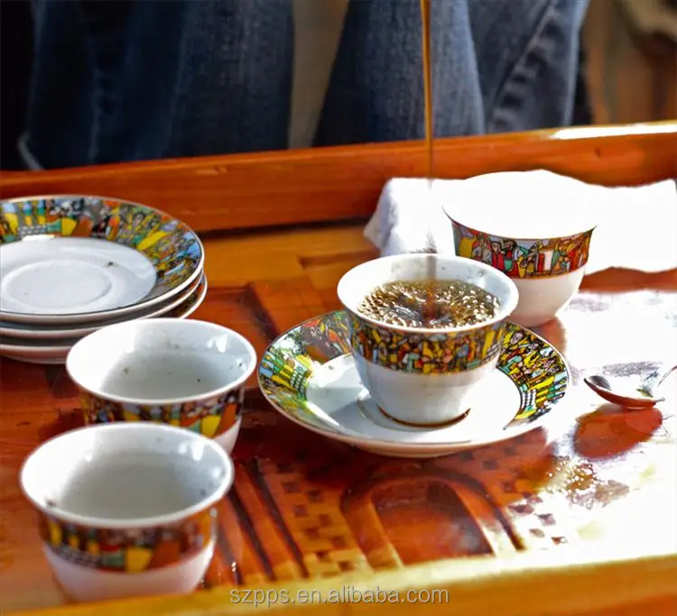 Jebena ethiopia Traditional Coffee Set Ethiopian Coffee cups with Saba art 27pcs