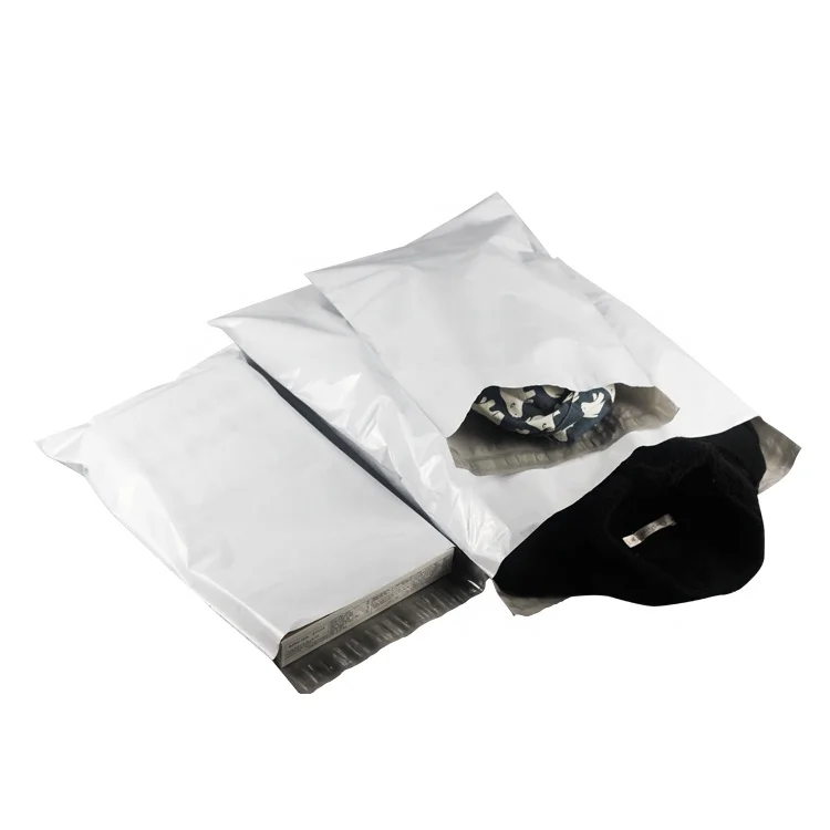 
In stock Low MOQ white poly mailer plastic packaging mailing shipping envelope courier bag for clothing 