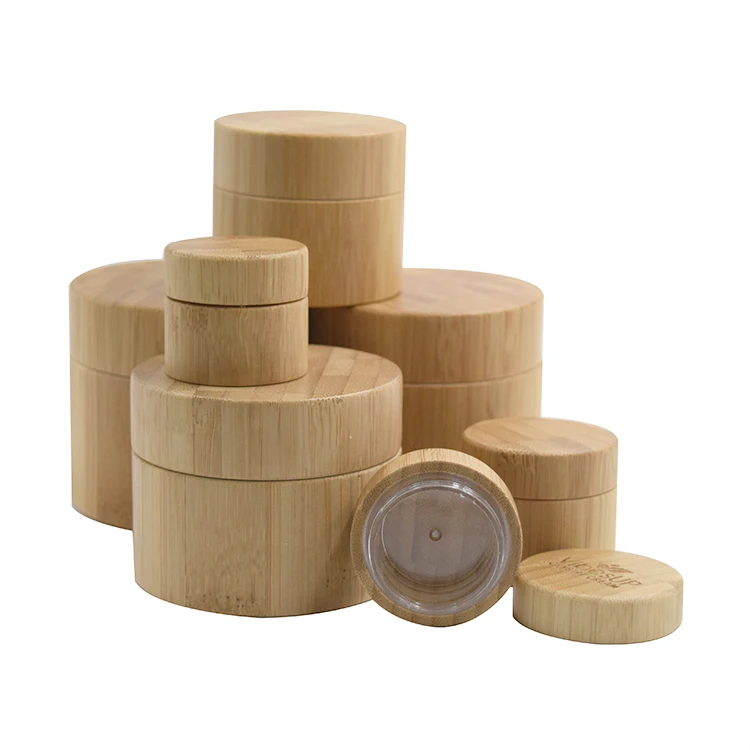 luxury 10g 15g 20g 30g 50g high end cosmetic packaging bamboo bottle bamboo jar set with bamboo lid